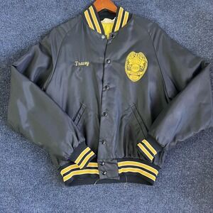 Indiana Regional Police Academy Jacket Mens Large Black Nylon Bomber Varsity